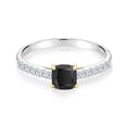 thumbnail image 2 of Gem Stone King 0.71 Ct Black Onyx E-F Lab Grown Diamond 925 Silver and 10K Yellow Gold Ring (Size 7), 2 of 4