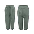 thumbnail image 2 of JJHGVB Cotton Linen Capris for Women Pedal Pushers for Women Linen Bermuda Shorts for Women Dress Shorts Cotton Linen Pants Below the Knee Wide Leg Shorts for Women Beach Resort Pants Green XL, 2 of 8