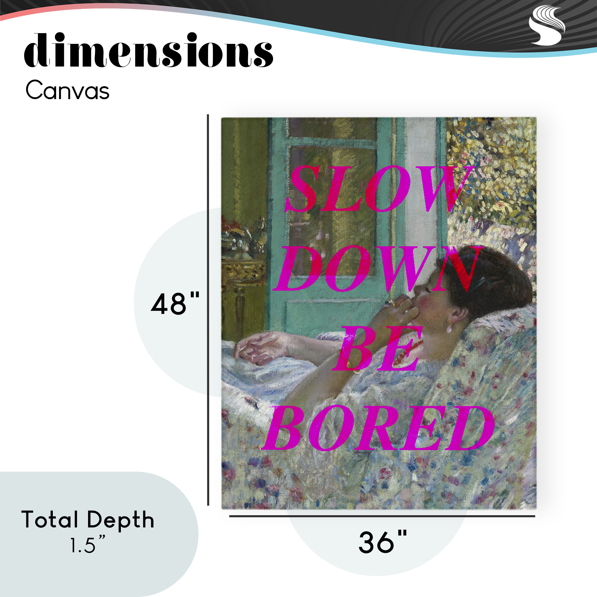 Slow Down Be Bored Classic Canvas Wall Art, design by Lil' Rue