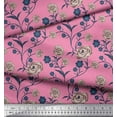 thumbnail image 3 of Soimoi Tissu en Poly Georgette Feuilles & Roses Imprimés Floraux au Mètre 42 Pouces de Large, 3 of 3
