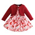 thumbnail image 4 of CAICJ98 Toddler Baby Girls Christmas Outfits Sleeveless Dress Long Sleeve Ruffle Coat Bow Headband Clothing sets,Size 3-6 Months, 4 of 7