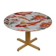thumbnail image 3 of ONETECH  Japanese Sakura Fish Fitted Round Tablecloth with Elastic Edge Waterproof Table Cover Table Cloths Modern Tables Decoration for Dining Table,Picnic,Party (S), 3 of 7