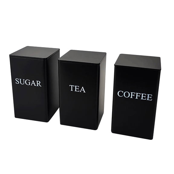 Coffee Tea Storage Set Airtight Metal Kitchen Canisters For Countertops Farmhouse Home Food Preservation Jars