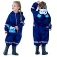 thumbnail image 5 of Toddler Kids Rain Suit For Toddler Boys And Girls One Piece Raincoat Waterproof Coverall Lightweight Rainwear Rain Jacket Navy L, 5 of 7