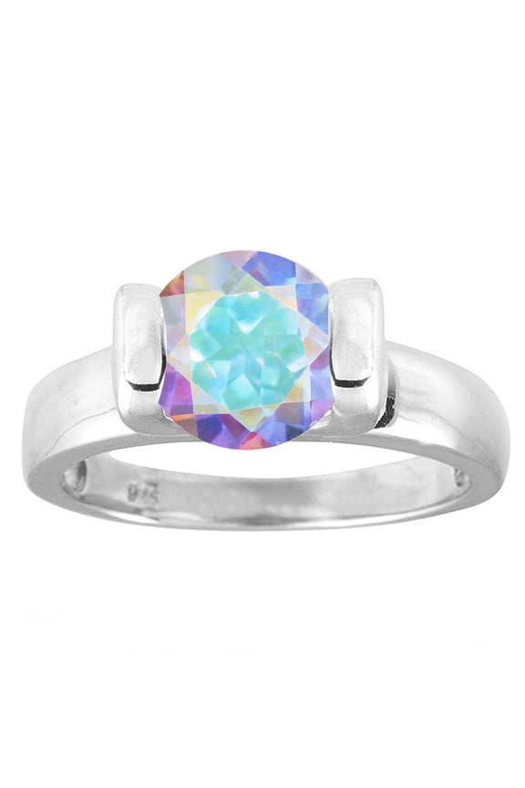 Sterling Silver with Mercury Opal Topaz Solitaire Ring