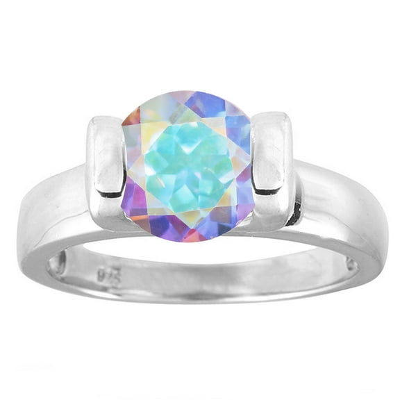 Sterling Silver with Mercury Opal Topaz Solitaire Ring