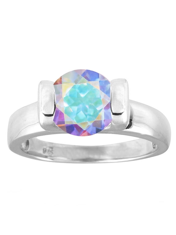 Sterling Silver with Mercury Opal Topaz Solitaire Ring