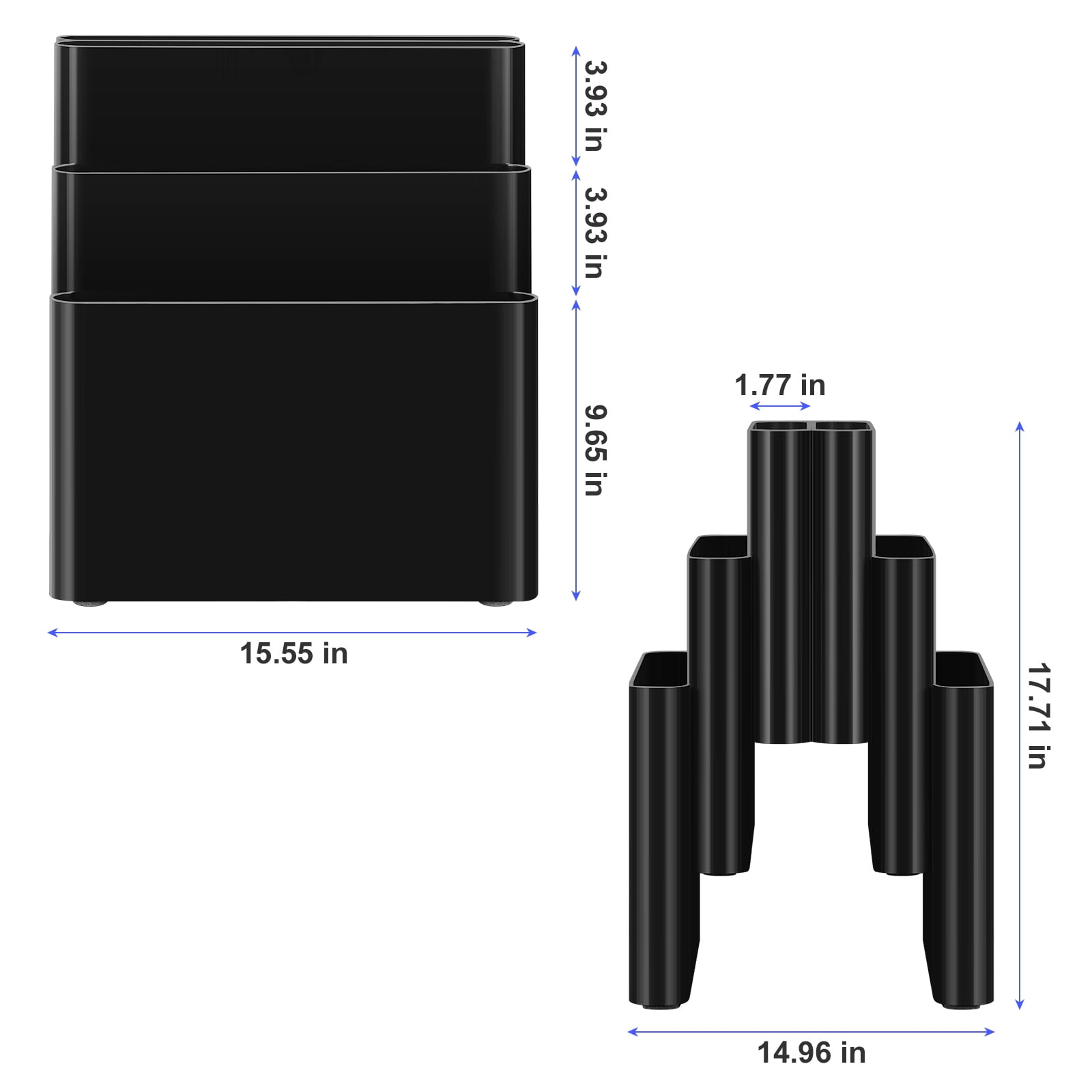 Freestanding Six Pocket Plastic Magazine Rack File Holder, Black
