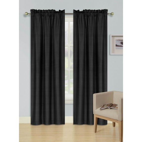 1-Piece 100% Blackout Rod Pocket Solid Window Curtain Panel With Lined Backing 35" X 63" R64 Black
