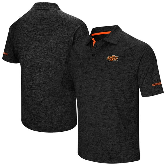 Men's Colosseum Heather Black Oklahoma State Cowboys Big & Tall Down Swing Raglan Polo