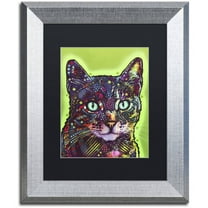 Trademark Fine Art "Watchful Cat" Canvas Art by Dean Russo, Black Matte, Silver Frame