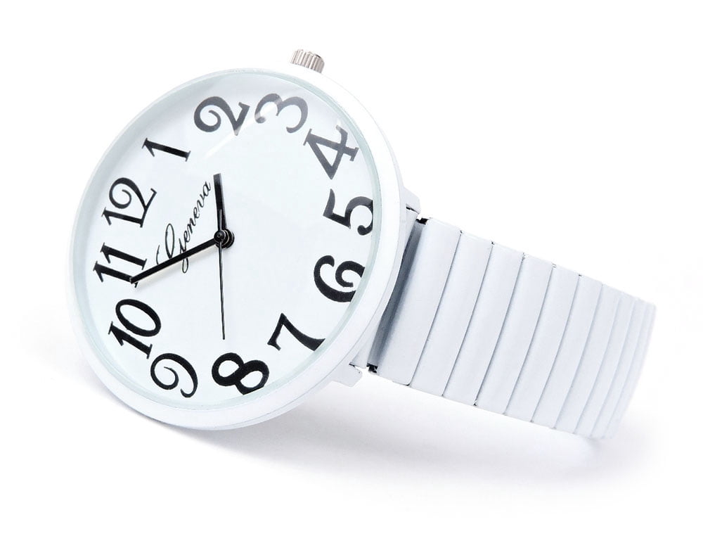 Unisex White Super-Size Easy-to-Read Watch with Stretchy  display picture 1