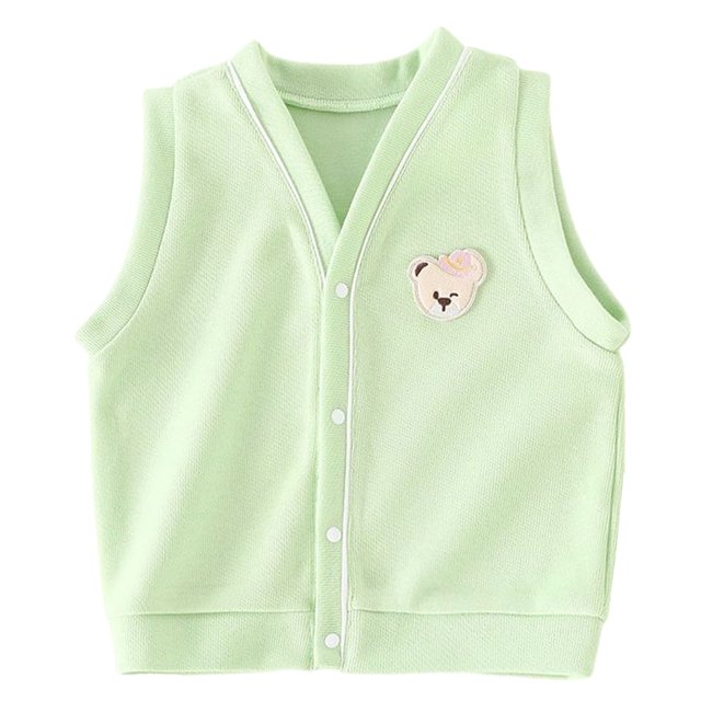 Jgppe Bébé Gilet en Coton Basique Confortable Couleur Unie Sans Manches à Pression Chaud Printemps Automne 3-9 Ans