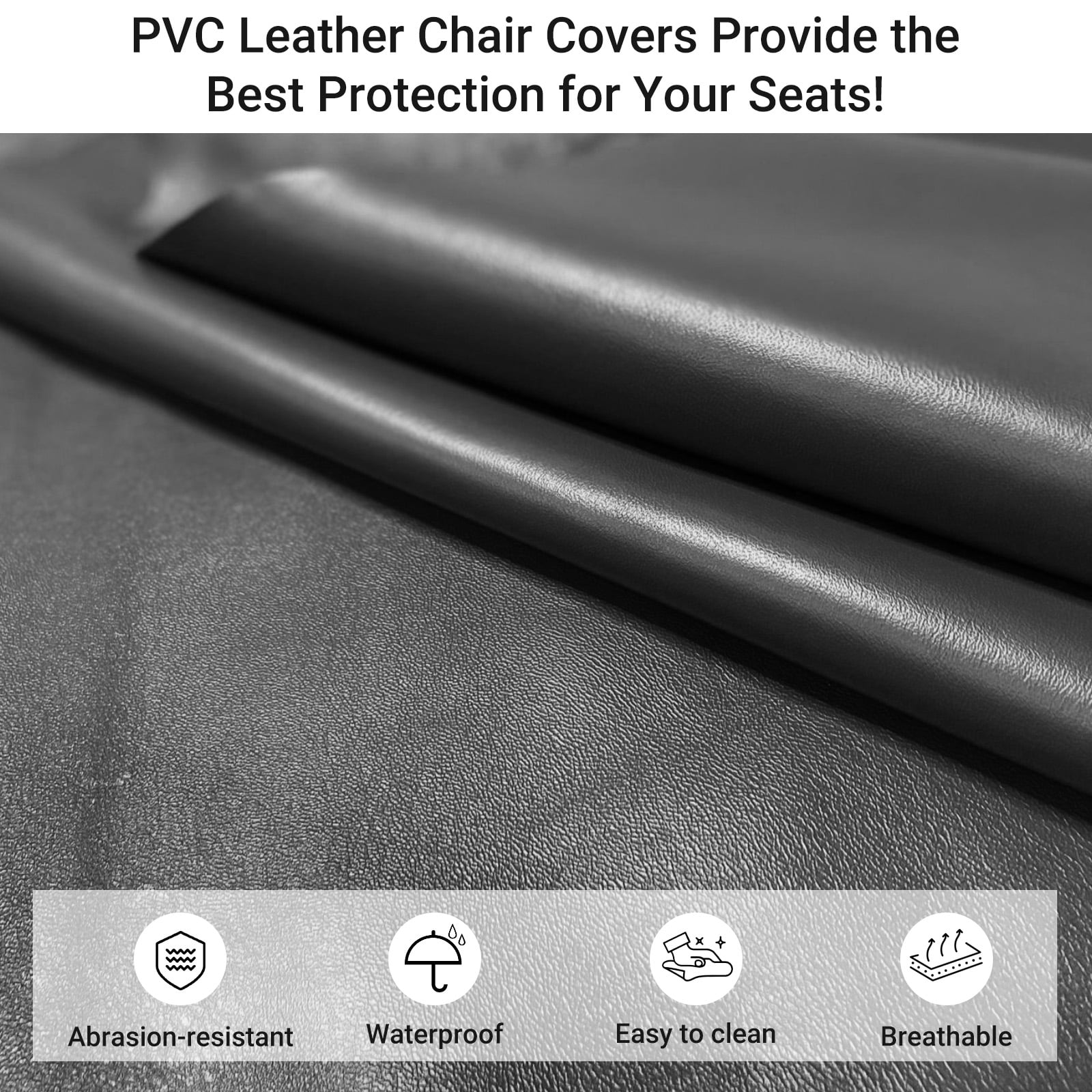 OTOEZ Universal Car Seat Covers Breathable PU Leather & Zipper Design, 5 Seats Full Set Waterproof Cushion Interior Accessories, For Solid Split Bench