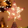 thumbnail image 2 of 10 Inch LED Star Tree Topper - Pink Metal Ornament with Lights for Christmas Tree Decoration Christmas Tree Topper, Gold Glitter Hollow 5-Point, 2 of 6