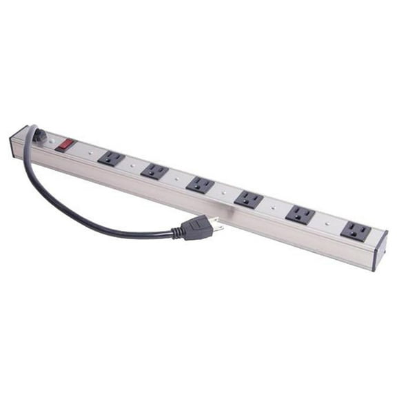 Inland 6 Outlets Aluminum Power Strip, 3.0 Feet Power Cord, Lighted Reset Switch, ETL Approved, 60 Hz / 125V / 15 Amp / 1872 Watts