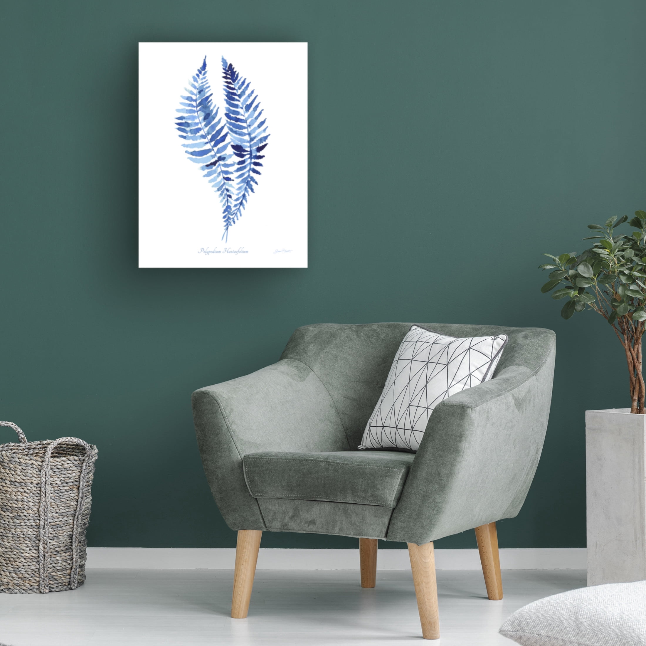 Canvas Wall Art - Jean Plout 'Indigo Botanical 4' Wall Art for Living Room, Bedroom, or Office Décor by Trademark Fine Art - 14 x 19 Inches