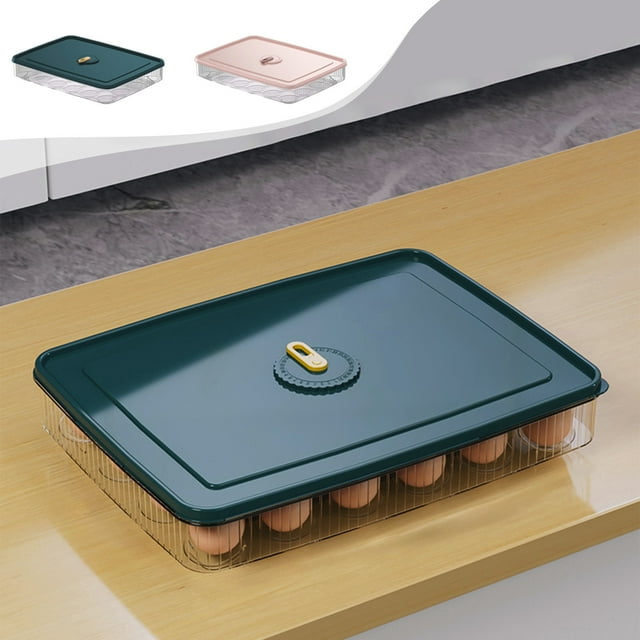 Huevera de Plástico Azul para Refrigerador, con Capacidad para 24 Huevos y Tapa, Apilable, Transparente, Tamaño Compacto, Material Seguro.