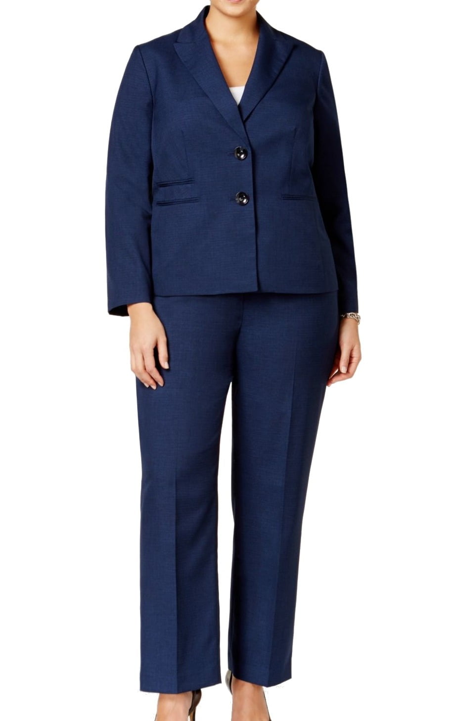 Le Suit NEW Navy Blue Womens Size 18W Plus Two-Button Pant Suit