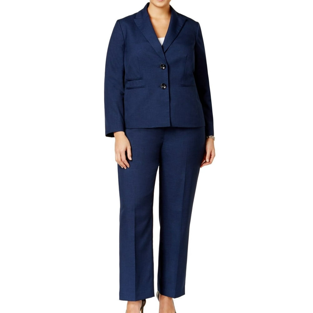 Le Suit NEW Navy Blue Womens Size 18W Plus Two-Button Pant Suit ...