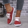 thumbnail image 5 of BOERTEU Women Frayed Edge Canvas Mule Sneakers, Lace Up Slip On Backless Casual Flat Shoes, Lightweight Non-Slip Walking Loafers for Daily Wear, 5 of 10