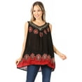 thumbnail image 5 of Sakkas Batik Embroidered V-Neck Sleeveless Blouse - Black / Red - One Size, 5 of 6