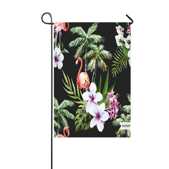 EREHome watercolor hawaii tropical palm flamingos Garden Flag Outdoor Flag Home Party Garden Decor 12x18 Inch