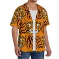 thumbnail image 3 of Lafuoo Tiger Pattern Men's Cuban Collar Short Sleeve Shirt, Button-Down Resort Beach Pocket Shirt-Medium, 3 of 7