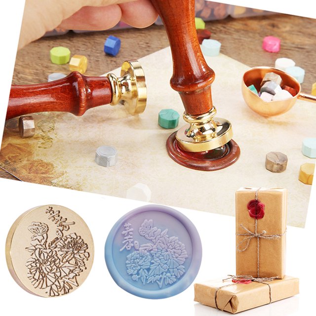 Cabeza de sello Wdftyju Flowe Seal Head Multiusos DIY Redondo para Empaquetar Scrapbooking Lotus