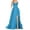 Blue, variant on Elegant Satin Spaghetti Strap Prom Dress for Women Backless Side Slit Long Wedding Evening Party Gown with Pockets