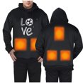 thumbnail image 2 of Bcresic,Women Men Warm Heated Sweatshirt Lightweight Outdoor Winter Hooded USB Powered Electric Pullover Jackets 5 Zones Heating Fleece Hoodies with 3 Temperature Modes(Black,XXXL), 2 of 8