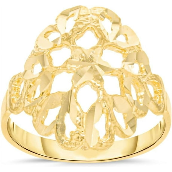 Floreo 10k Yellow Gold 17mm Intricate Floral Filigree Ring