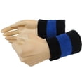 thumbnail image 6 of Couver Terry Cloth Two Color Striped Wrist Sweatbands, Black Blue Black, One Size, 2 Pairs, 6 of 7