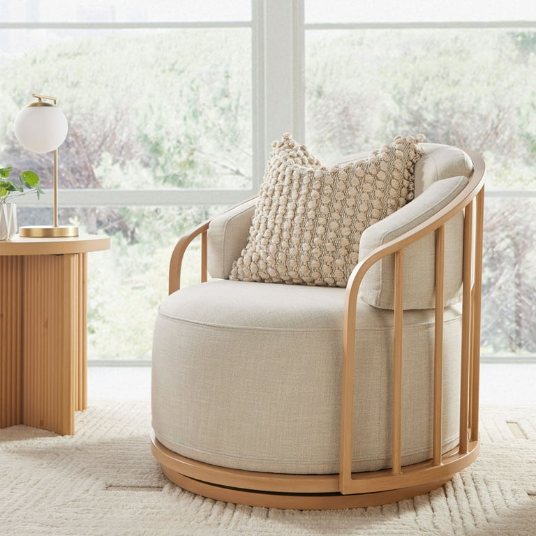 Better Homes Gardens Lillian Swivel Birdcage Chair Cream Linen Walmart