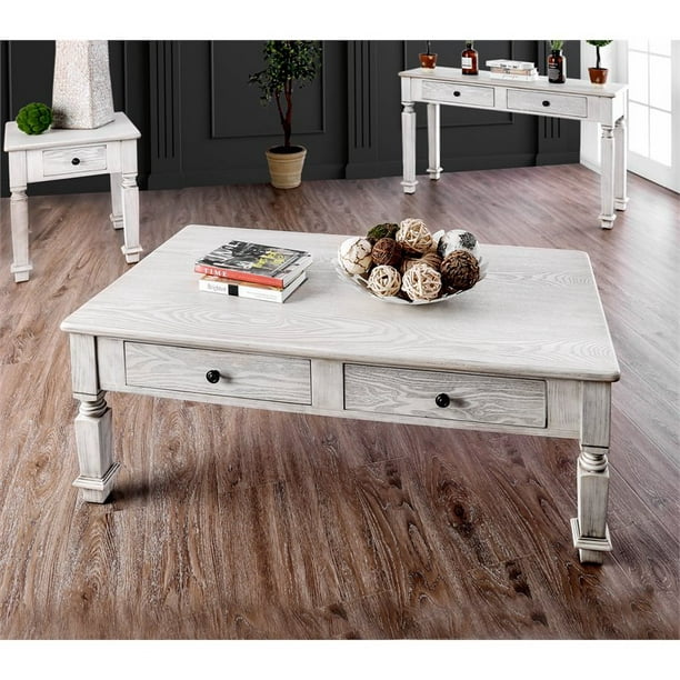 Furniture Of America Vera Rustic Wood 2, Rustic Wood Coffee Table With Drawers
