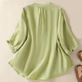 thumbnail image 4 of Ounisa Shirts for Women Summer Embroidered Cotton Linen Blouse 3/4 Sleeve Stand Up Collar Top Vintage Boho Causal Button Shirt, 4 of 9
