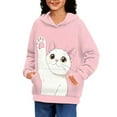 thumbnail image 2 of DISNIMO Girls Cat Hoodie Pink Pullover Hoodie Kids Hooded Sweatshirts Boys Hoodie Sweatshirt Size 14-16 Long Sleeve Hoodie for Teens Girls Trendy Clothes Fall Streetwear Casual Soft, 2 of 7