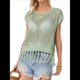 thumbnail image 2 of Top Corto de de Ganchillo con Borlas para Mujer, Sexy, de Corta, de Rejilla Transparente. Verde L, 2 of 9