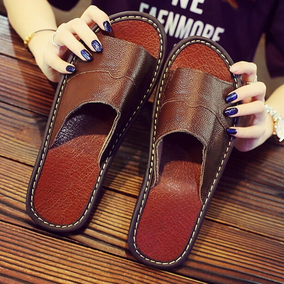 Zpanxa Summer Clearance Mens Slippers Summer Men's Indoor Home Household Sandals Non-Slip Slippers Fashion Slippers Flip Flops for Men Brown 41-42