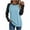 Light Blue, variant on FNFHFY Shirts for Women Baseball Style Raglan Sleeve Tops Trendy Color Block T-shirt Loose Fit Crewneck Shirt