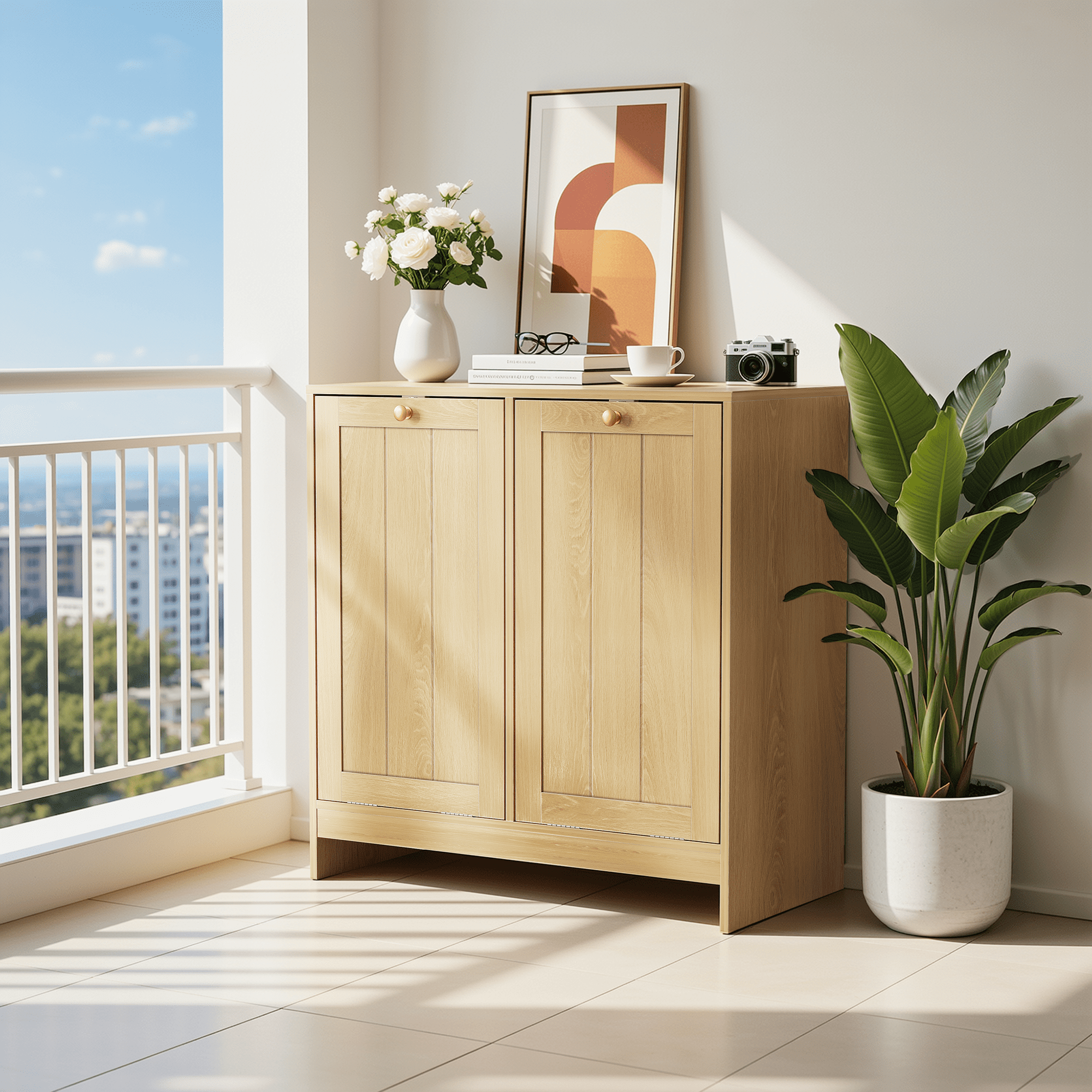 Leumius Tilt out Laundry Hamper with Removable Basket,Hidden Laundry Storage Cabinet,Free-Standing Home Organizer for Bathroom,Washroom,Oak