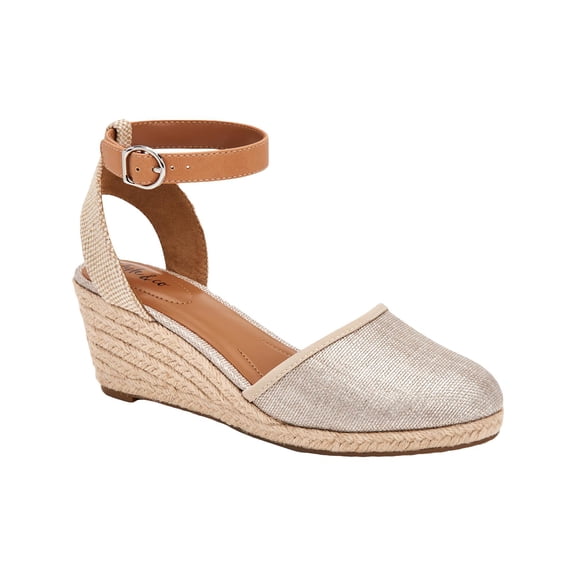 STYLE & COMPANY Womens Beige Cushioned Ankle Strap Mailena Round Toe Wedge Buckle Espadrille Shoes 5.5 M