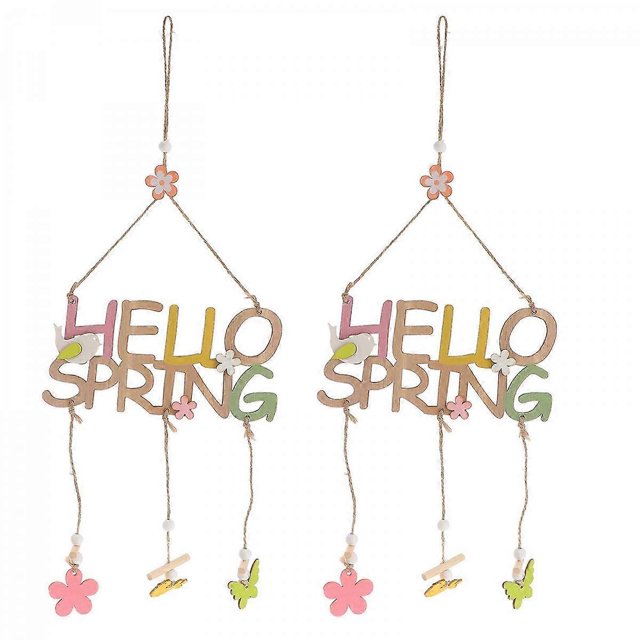 2Pcs Easter Wooden Sign Hanging Decorations Easter Wooden Hanging Ornaments
