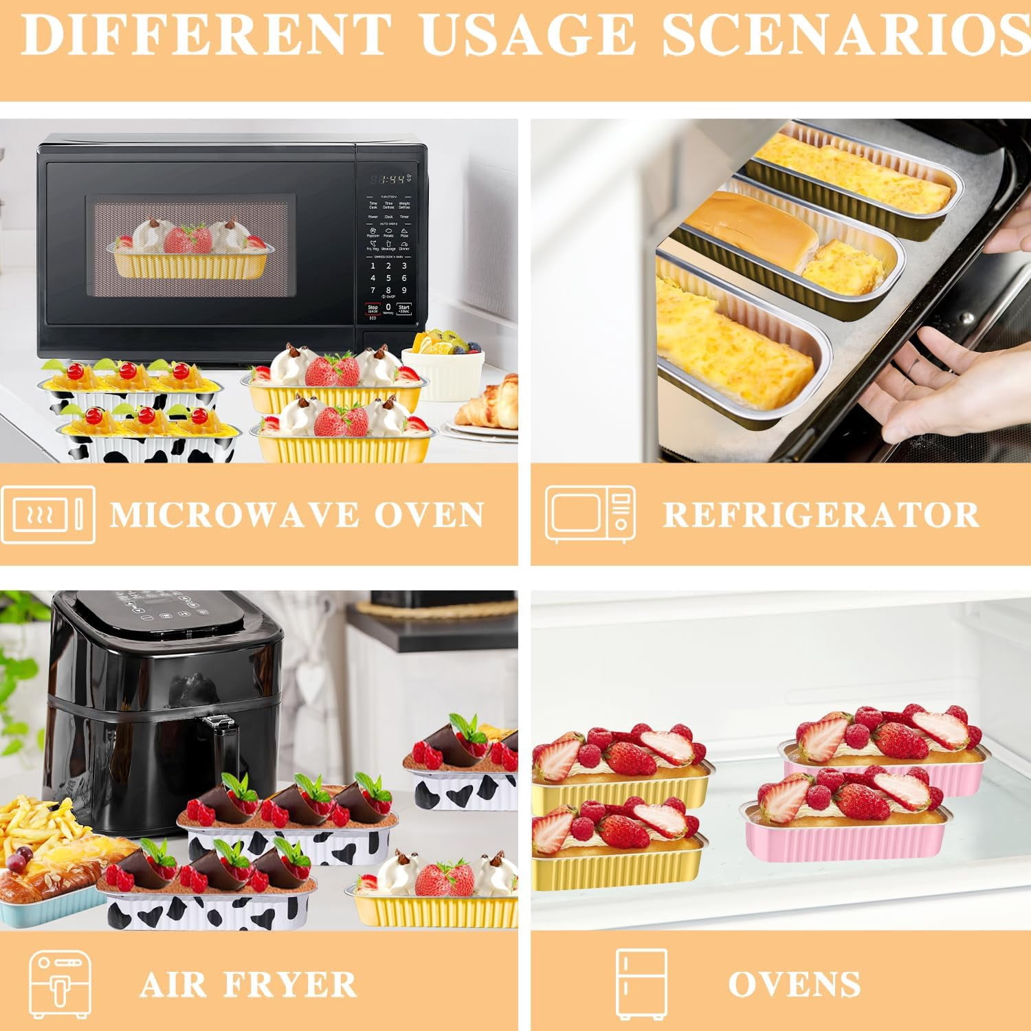 BEBPAEGUN Aluminum Foil Loaf Baking Pans with Lids (50Pcs Milk), 200ml Ramekin Rectangle Baking Tins Muffin Liners Mini Pie Pans Foil Bread Containers for Baking…11