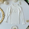 thumbnail image 4 of WAVSUF Kids Girls Knitted Sweater, Long Sleeve Soft Comfort Ruffle Mock Neck Winter Base Casual Undershirts White 7-8, 4 of 7