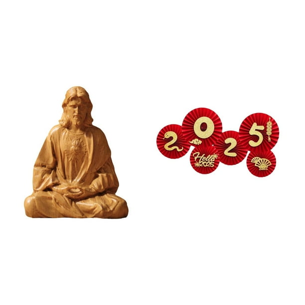 Estatua del Corazón de Jesús,Estatua del Sagrado Corazón de Jesús para decoración del hogar,Figura católica de Jesús,Abanicos plegables festivos,Decoraciones de abanicos de papel para el