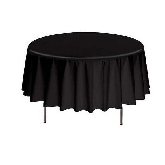 1 - Party Essentials 84" Round Heavy Duty Plastic Table Covers - Black