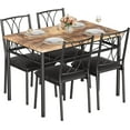 thumbnail image 3 of Dining Table Set for 4, Kitchen Table Set with 4 Chairs, Rectangular Dining Table Set for 4, Kitchen Table Set for Apartment, Small Space, Dining Room, Retro Brown, 3 of 9