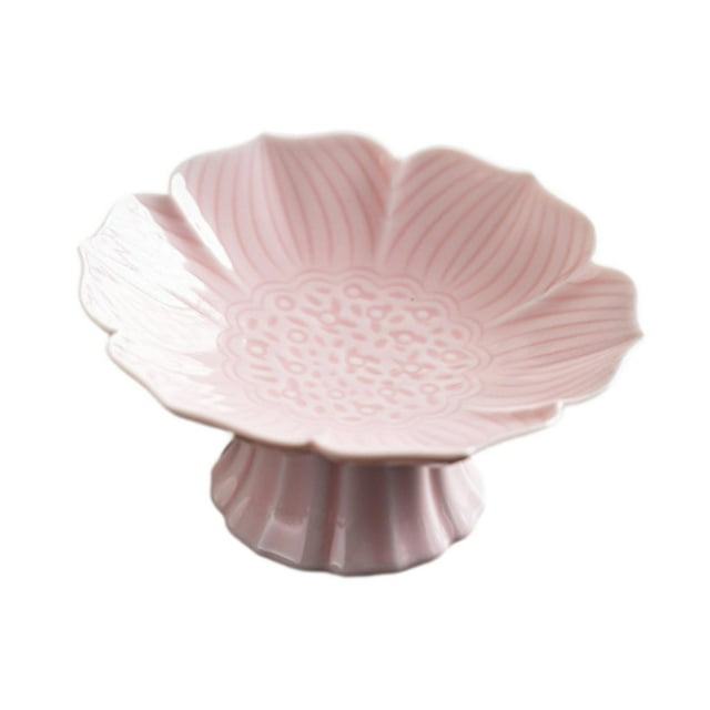 Abbracc Porcelain Footed Bowl Countertop Fruit Tray for Kitchen Farmhouse Dining Table pink