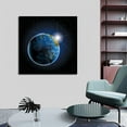 thumbnail image 4 of Earth And Sun Canvas Art Outer Space Universe Astronomy Picture Wall Art Galaxy Earth Moon Framed Painting Wall Decor For Home Office Bedroom Reeady to Hang, 4 of 6